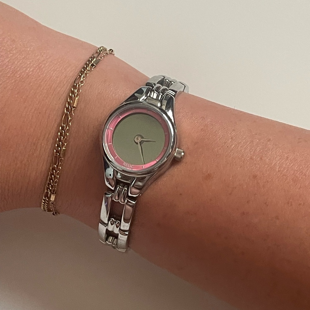 Relic Water Resistant Silver and Pink Women's Watch